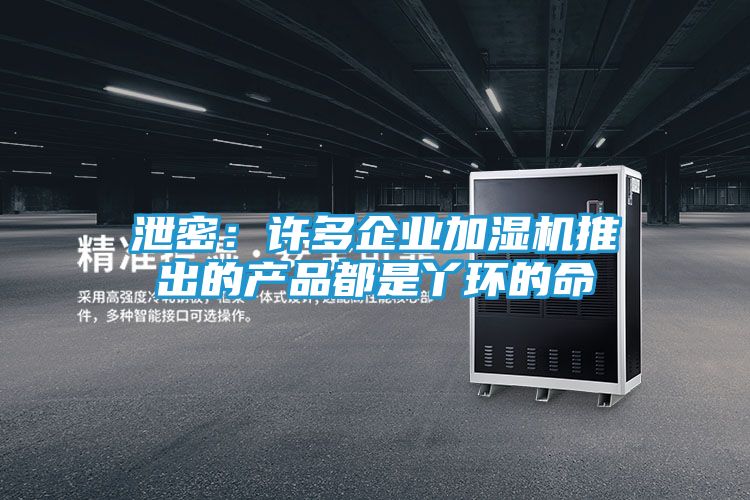 泄密：许多企业加湿机推出的产品都是丫环的命